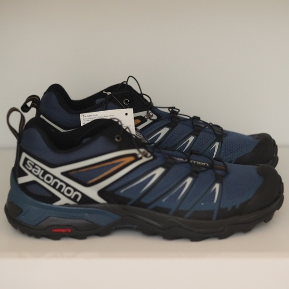 Salomon X Ultra 3 Low Hiking Shoes Men Dark Denim Black Cumin Breathable US 9